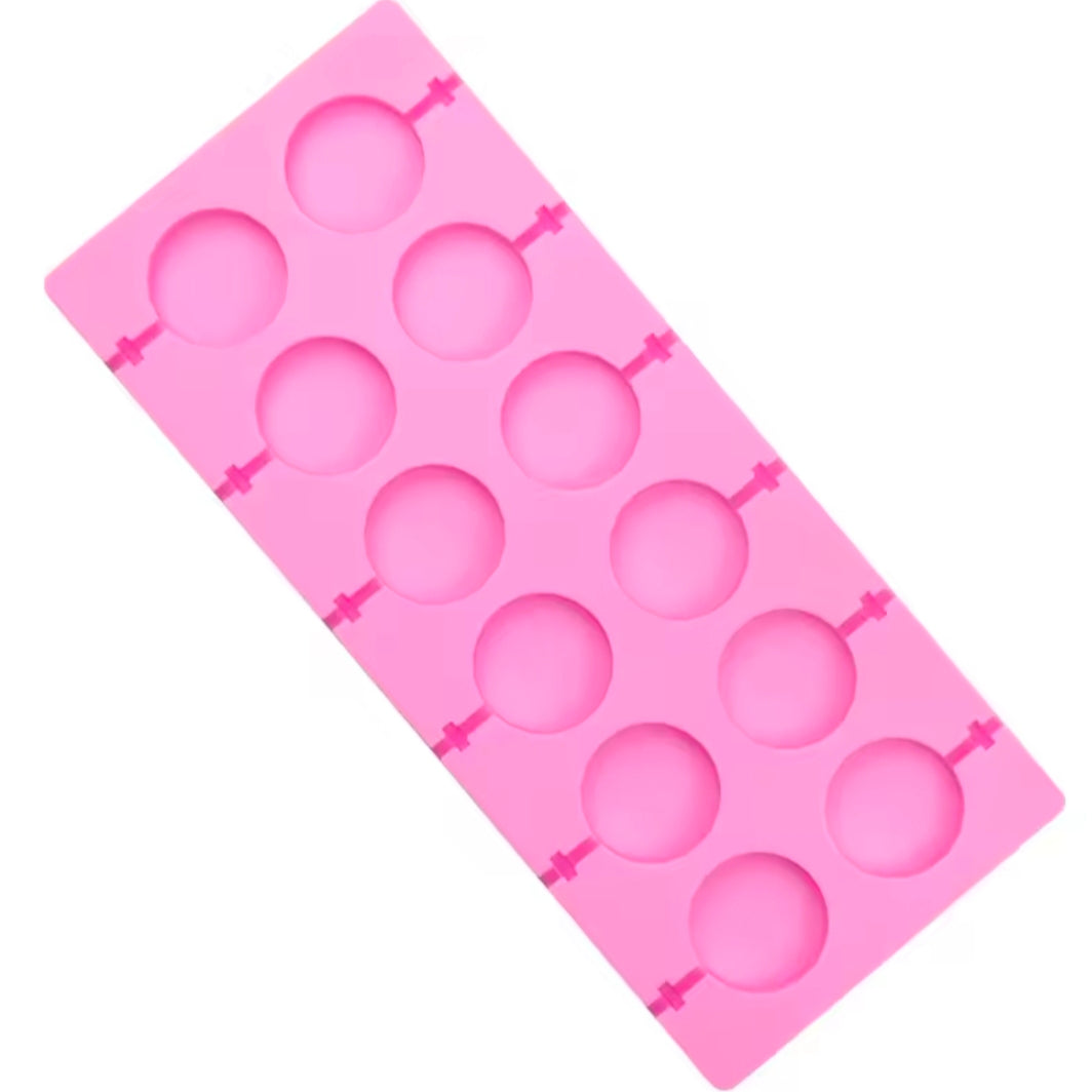 5cm Large Round Silicone Lollipop Molds Chocolate candy pop Fondant Mould sugar lolly cake biscuit bakeware 8 hole with sticks