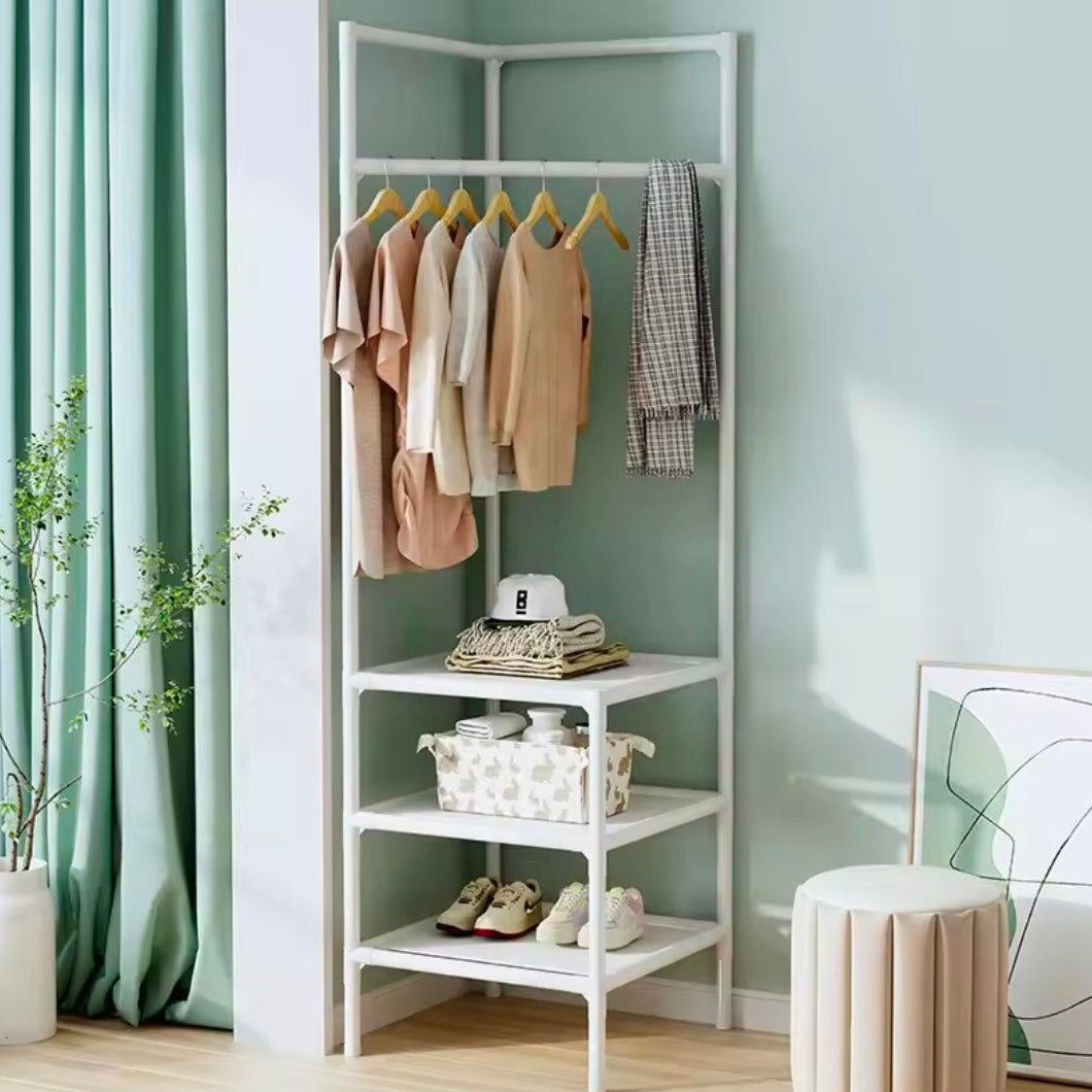 Corner Coat Hat Rack Multifunction Multi-Layer Floor Standing Corner Hanger Detachable Removable Metal Clothing Storage Shelf