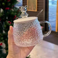 400ml Hammer Pattern Coffee Bear Cup Juice Glass Mug Temperature Heat Resistant Hand Handle Tea Cup Household Drinking Cocktail