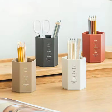 Creative Hexagonal Design Pen Holder Large Capacity Pen Pencil Pot Brush Storage Container Box Plastic Stationery Desk Organizer