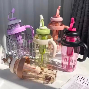 Large Capacity Straw Water Bottle for Girls Student Summer Tea Water Separation Portable High Aesthetic Value Tea Water Bottle