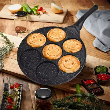 Lmetjma Smiley Face Pancakes Pan 100% Non Stick Griddle Pancake Maker With 7 unique Faces for Breakfast Magic Jt196