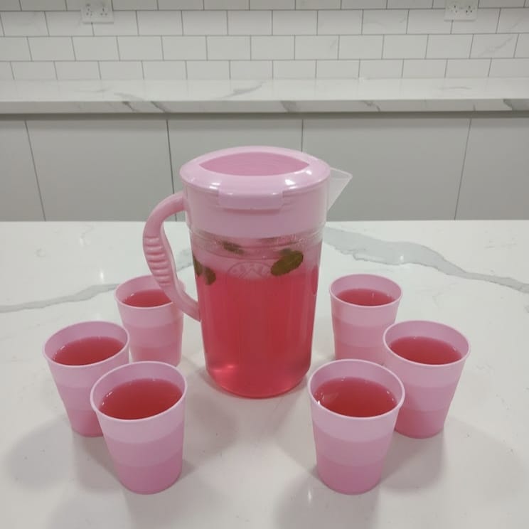 Plastic Jug & Glass Set Of 6 Pieces, Korean Jug Set Of 300 ML, Best Quality