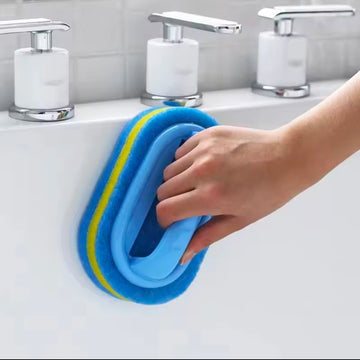 Scrub Brush With Handle Multi Surface Sponge Cleaner for Bathtub Tile kitchen Bathroom Heavy Duty Cleaning Tool