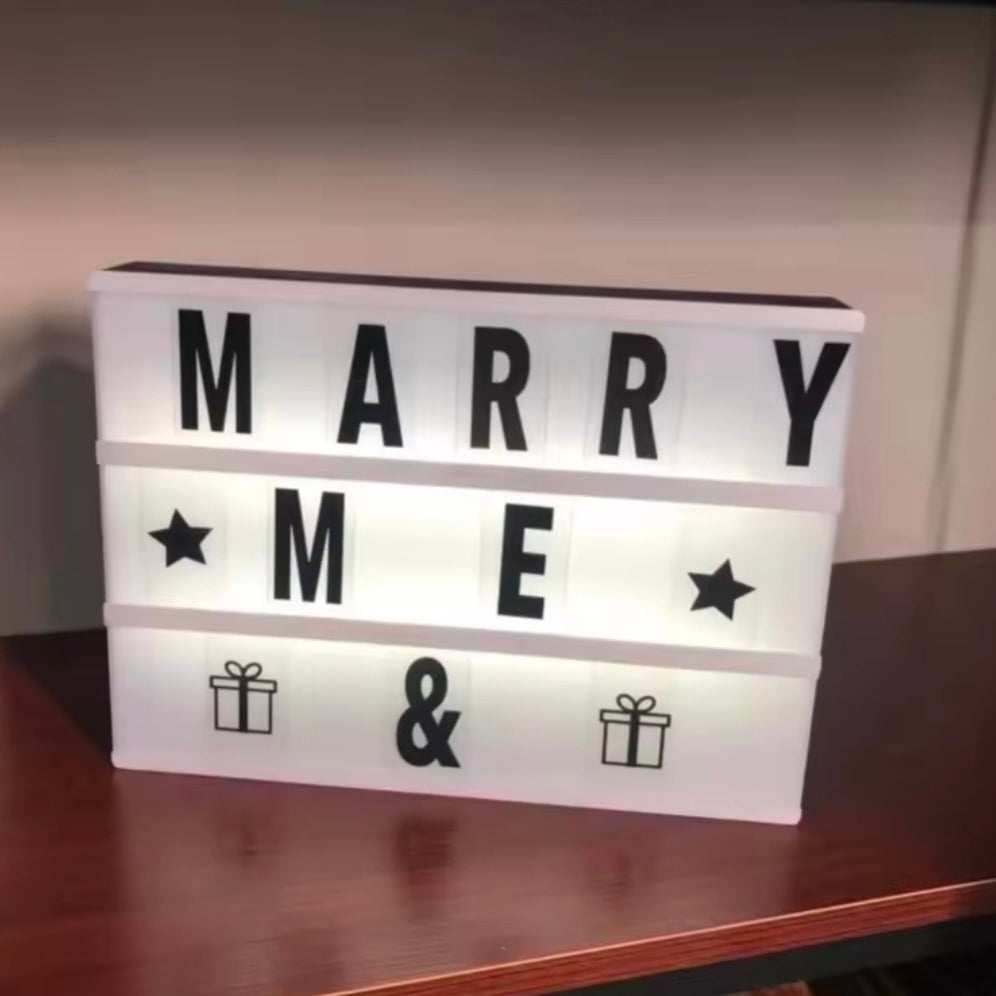 Cinema Light Box With Letters DIY Warm Light Up Letter Box With 96 Lettering Sticker For Room Decoration