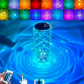 Crystal Diamond Table Lamp Rechargeable Acrylic Bedroom Bedside Ambiance Lamp Rose Decorative Lamp Touch Creative Night Lights