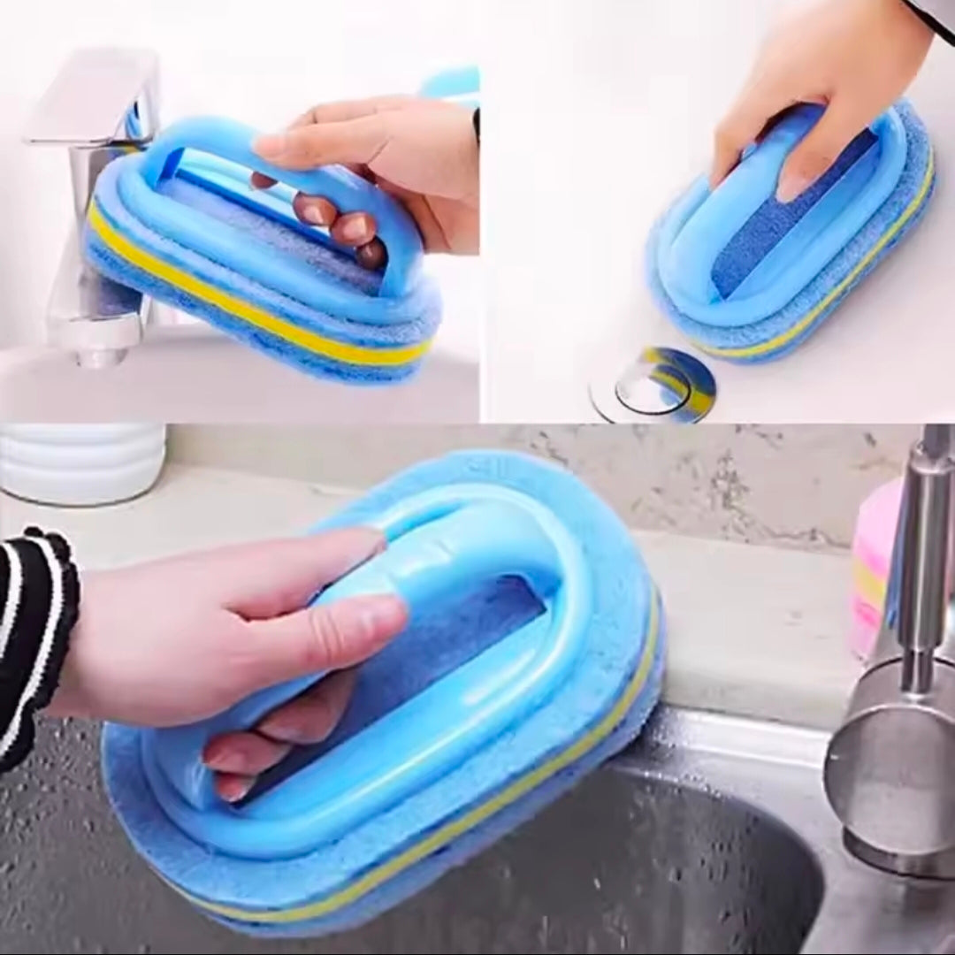 Scrub Brush With Handle Multi Surface Sponge Cleaner for Bathtub Tile kitchen Bathroom Heavy Duty Cleaning Tool