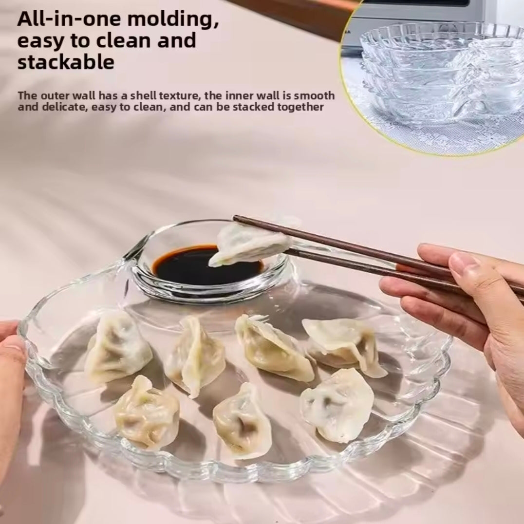 Shell Dish Transparent Dumpling Plate with Vinegar Discs Sushi Breakfast Dried Fruit Snack Shell Spitting Dish Fruit Plate