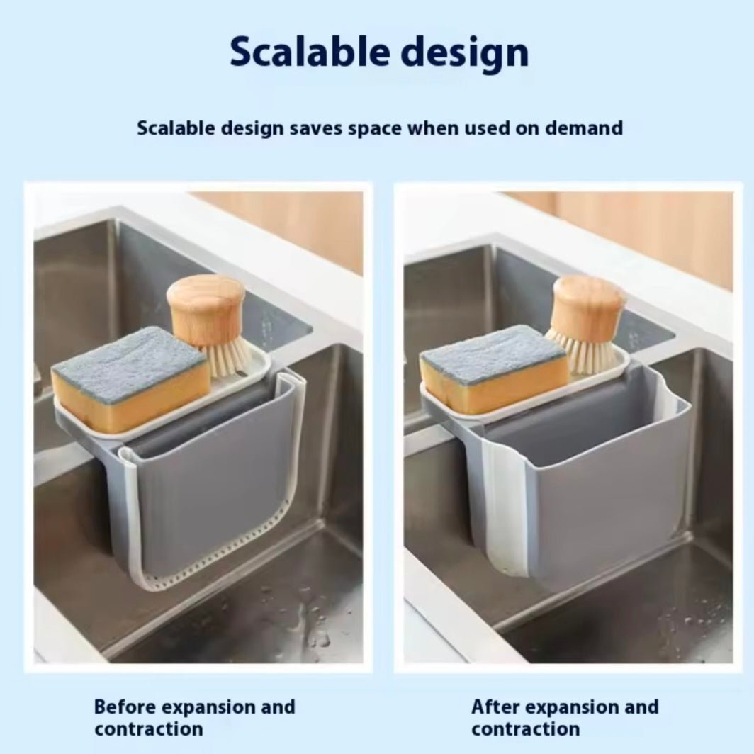 Kitchen Sink Retractable Drain Basket Suction Cup Hanging Storage Rack Kitchen Waste Pool Dry and Wet Separation Trash Organizer