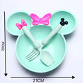 Cartoon Baby Bowl Tableware Set Wheat Straw Children's Dishes Kids Dinner Feeding Plate Bowknot Food Plate Spoon Fork