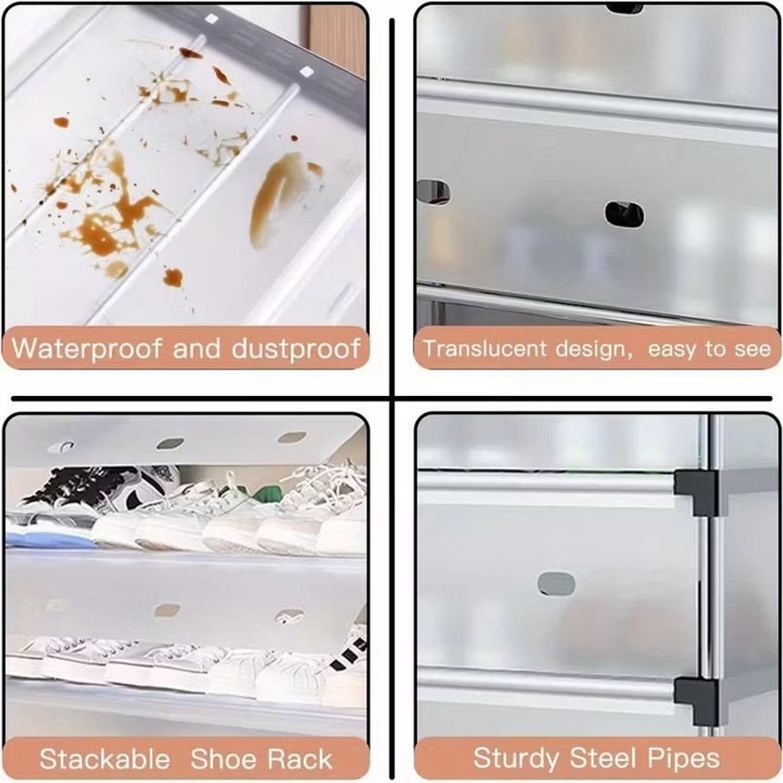 Simple Multilayer Shoes Rack Assemble Space-Saving Shoe Cabinet with Dustproof Diaphragm Home Organizer Storage Stand