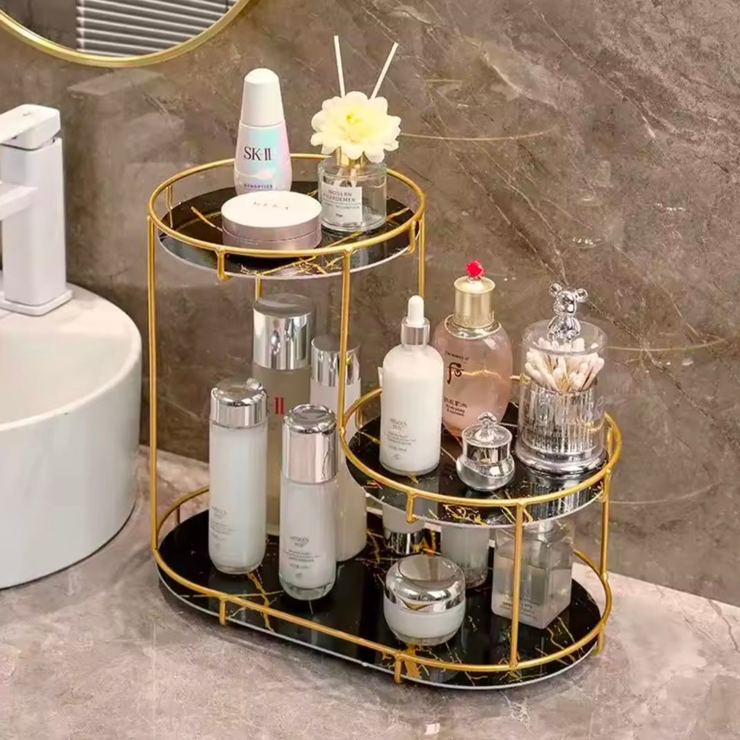 Luxury Iron Art Uv Board Cosmetics Storage Rack Makeup Organizer Dressing Table Shelf Bathroom Iron Bird Cage Hodler