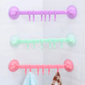 WIKHOSTAR 6 Hooks Towel Rack Suction Cup Hooks Bathroom Organizer Wall-mounted Storage Shelf Kitchen Towel Hanger Rack