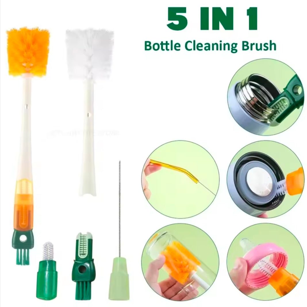 5 in 1 Mother- Child Baby Bottle Cup Cleaning Brush Feeding Clean Tool Set Water Bottle Cleaning Brush
