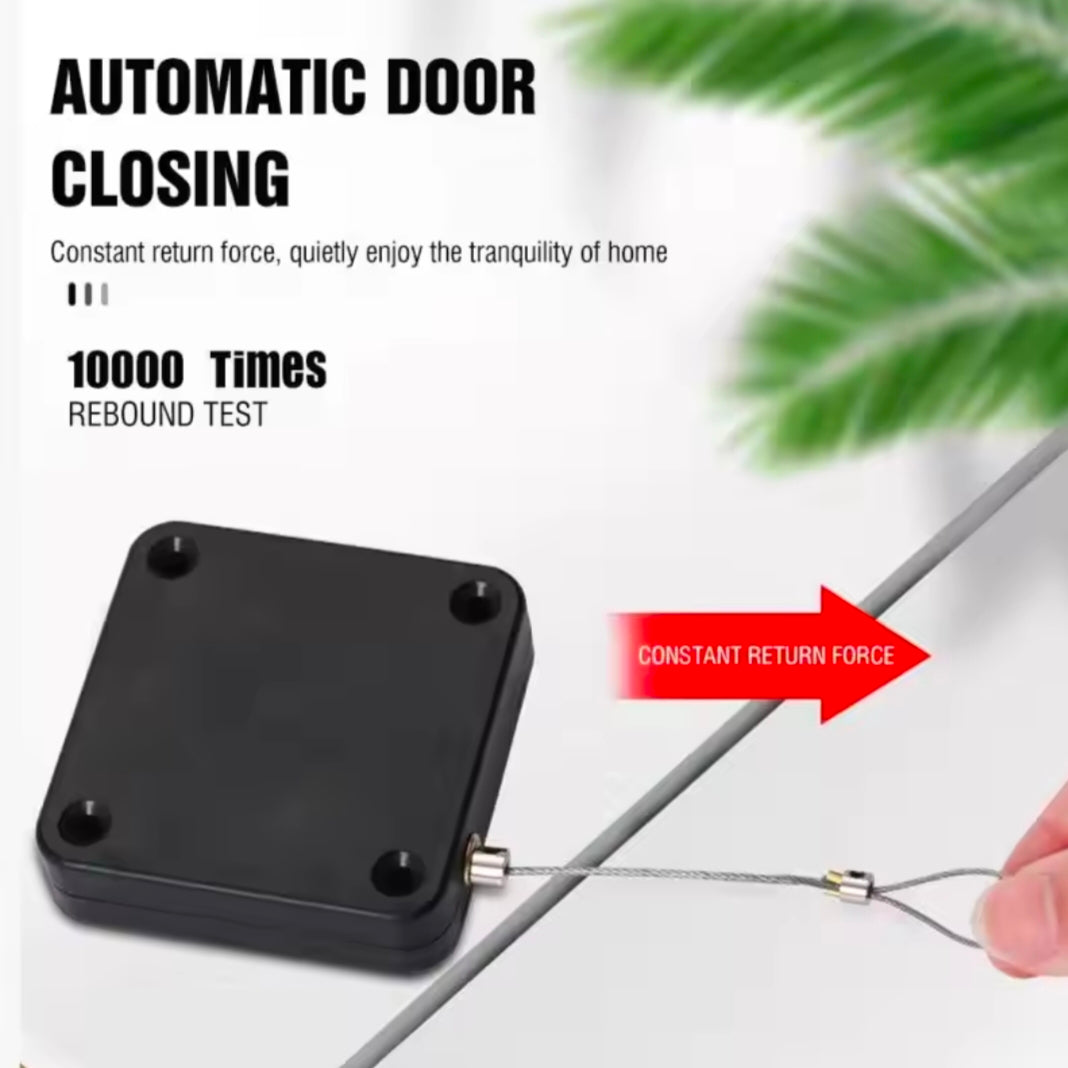 1pc Black Punch Free Automatic Sensor Door Closer Automatic Shutdown Device Non Punching Telescopic Sliding Door Device
