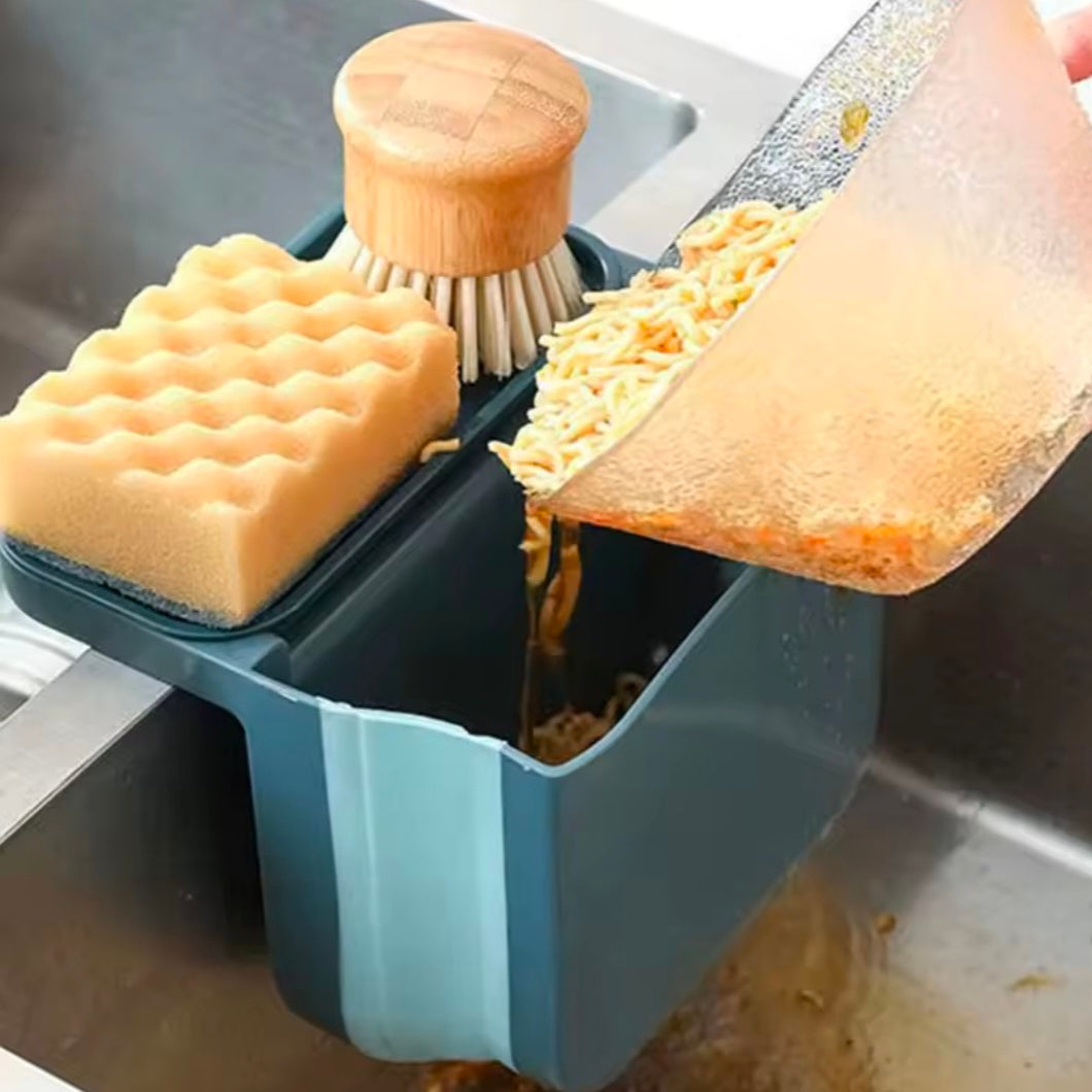 Kitchen Sink Retractable Drain Basket Suction Cup Hanging Storage Rack Kitchen Waste Pool Dry and Wet Separation Trash Organizer