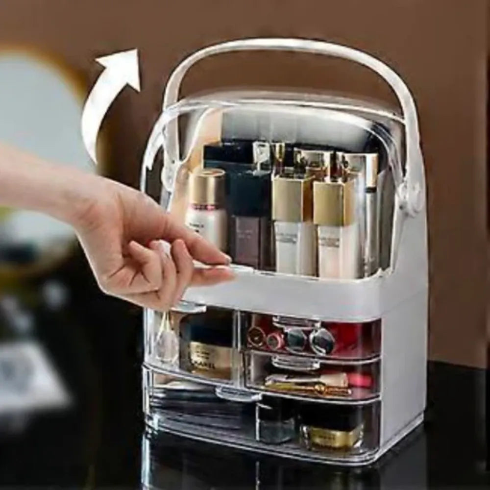 Premium Large-Capacity Makeup Organizer With Lid-Dustproof Desktop Cosmetic Storage Drawer for Skincare & Beauty Products