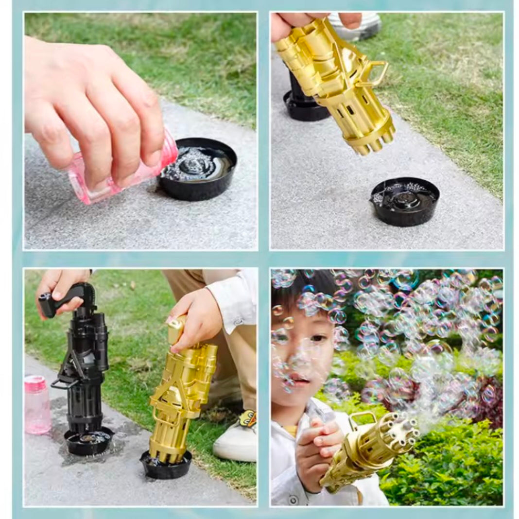 10 Hole Automatic Gatling Bubble Machine Electric Blower Soap Water Maker Gun for Children Summer Beach Outdoor Kids Toys