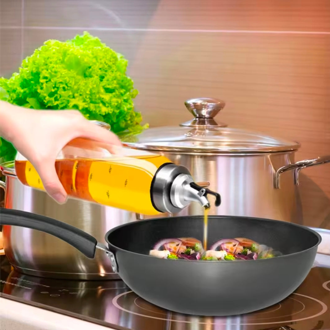 500ml Oil Bottle High Borosilicate Glass Dispenser With Scale Quantitative Sauce Vinegar Cooking Kitchen Supplies