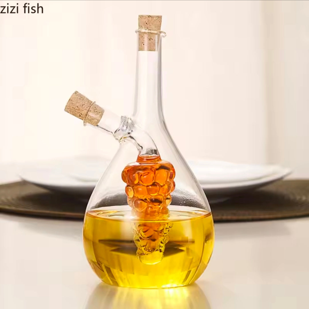 Olive Oil And Vinegar Dispenser Double Pourer Spout Stoppers Transparent Soy Sauce Dispenser 2 in 1 Glass Oil Battle for Kitchen