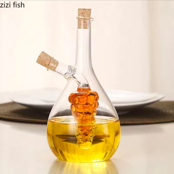 Olive Oil And Vinegar Dispenser Double Pourer Spout Stoppers Transparent Soy Sauce Dispenser 2 in 1 Glass Oil Battle for Kitchen