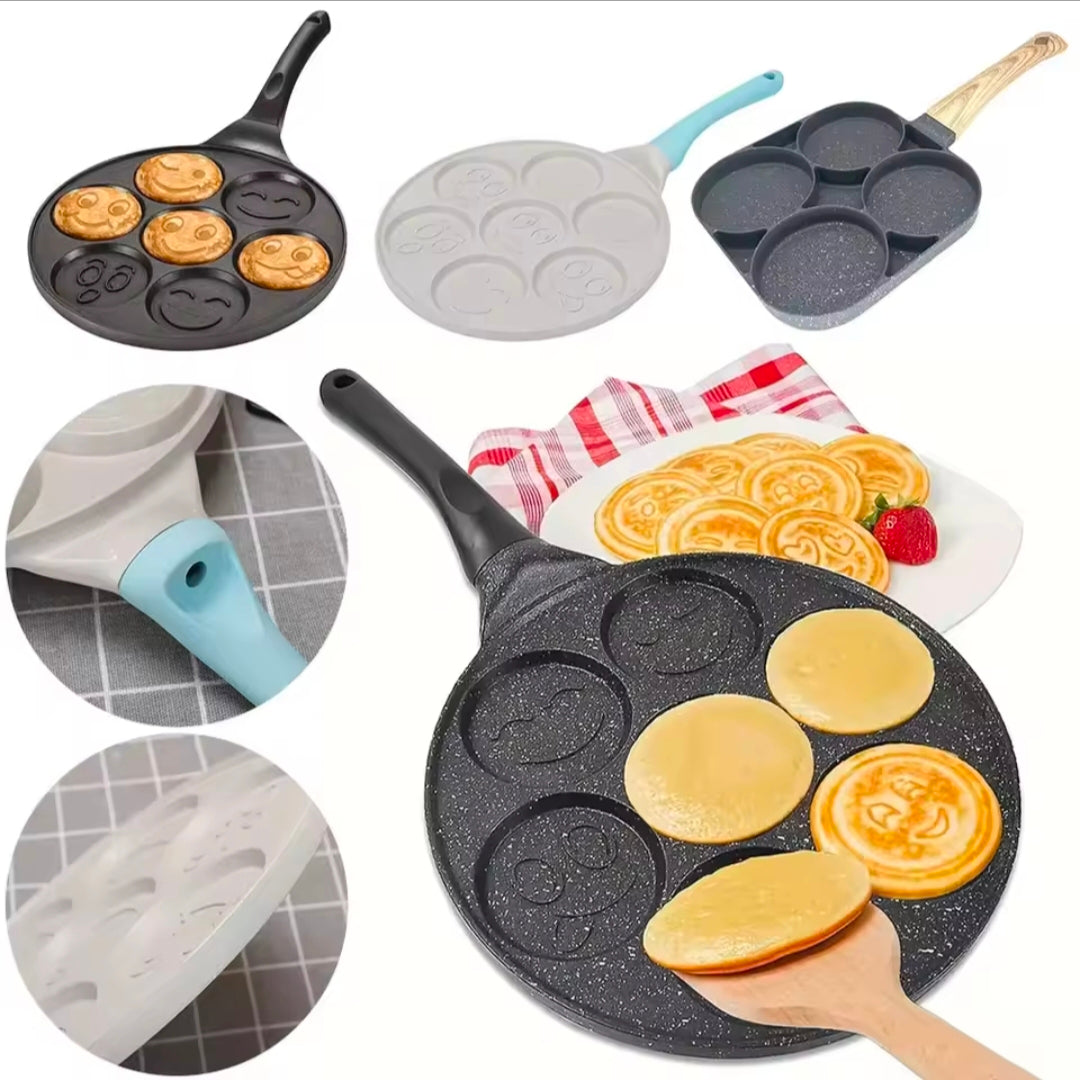Lmetjma Smiley Face Pancakes Pan 100% Non Stick Griddle Pancake Maker With 7 unique Faces for Breakfast Magic Jt196