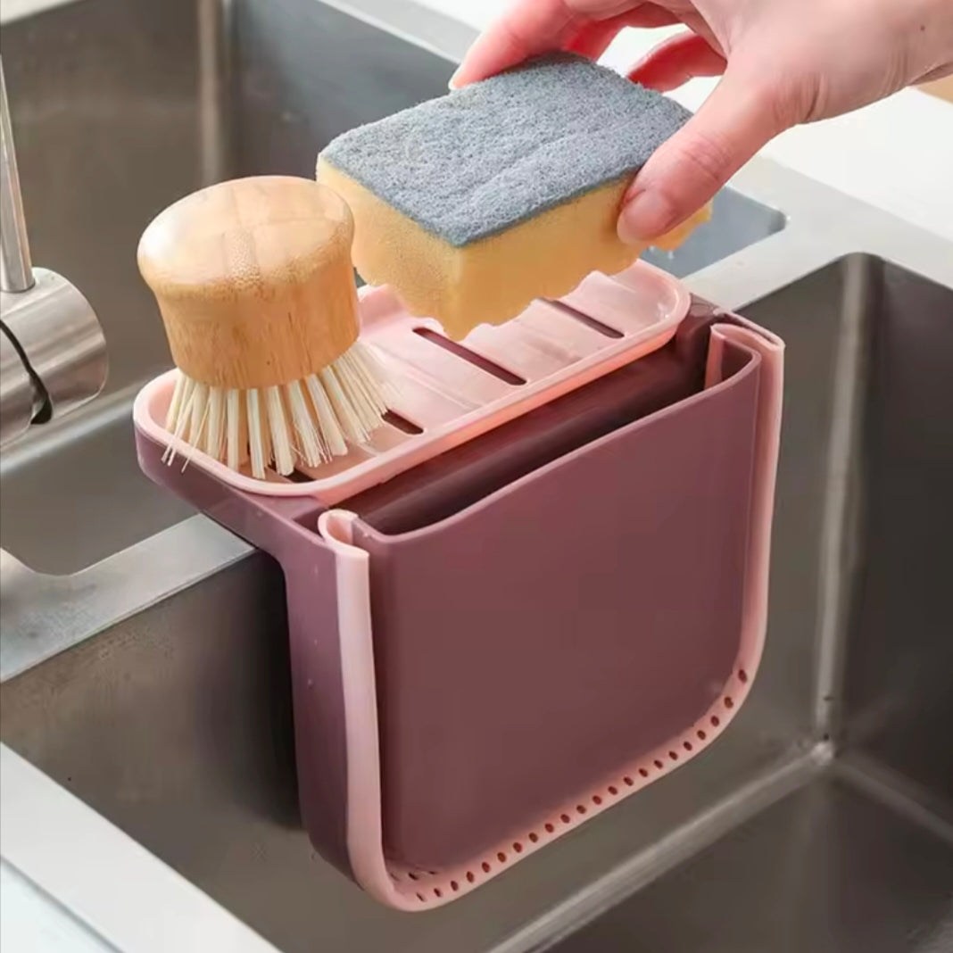 Kitchen Sink Retractable Drain Basket Suction Cup Hanging Storage Rack Kitchen Waste Pool Dry and Wet Separation Trash Organizer