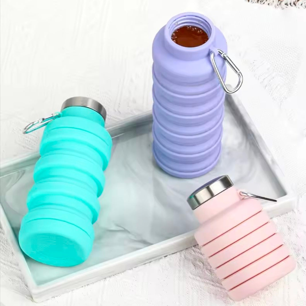 New Portable Silicone Water Bottle Retractable Folding Coffee Battle Cups E Outdoor Travel Tools Collapsible Sport Bottles