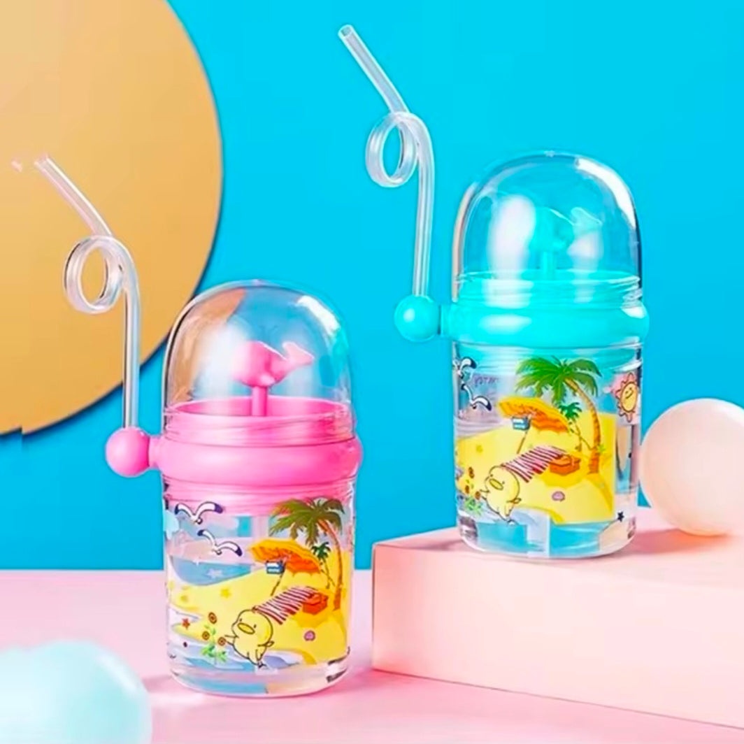 Whale Shape Spray Cup, Children Straw Drinking Cup, Cute Dolphin Water Bottle, Food Grade Plastic Cup, Birthday Gift