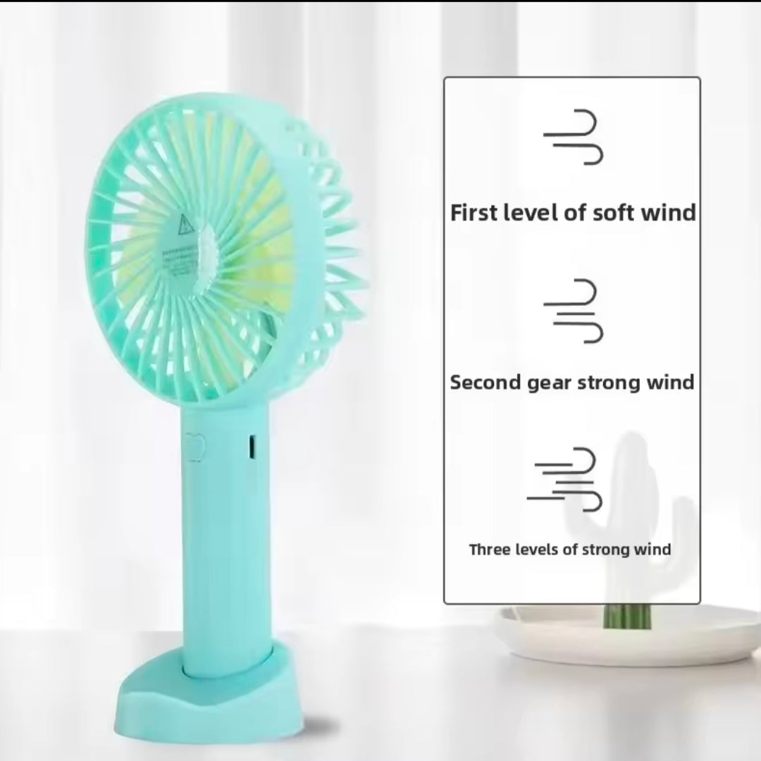 Portable Handheld USB Powered Digital Display Outdoor Charging Small Electric Fan Compact Size Lightweight Plastic Material