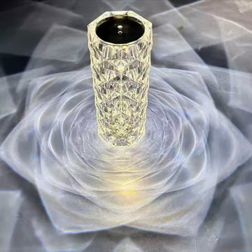 Crystal Diamond Table Lamp Rechargeable Acrylic Bedroom Bedside Ambiance Lamp Rose Decorative Lamp Touch Creative Night Lights