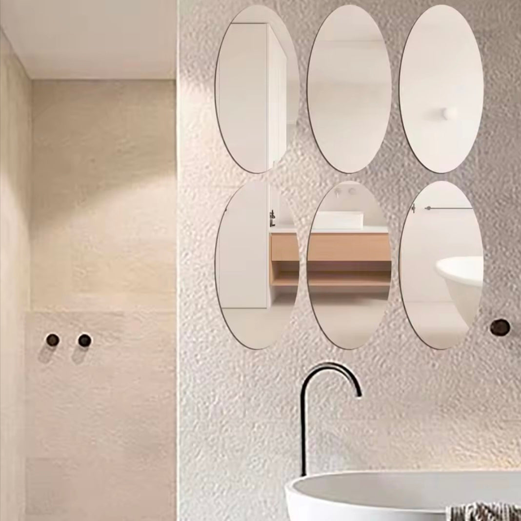 3D Wall Stickers Mirror Reflective Surface Oval Square Acrylic Sticker Home Bathroom Living Room Wall Decoration