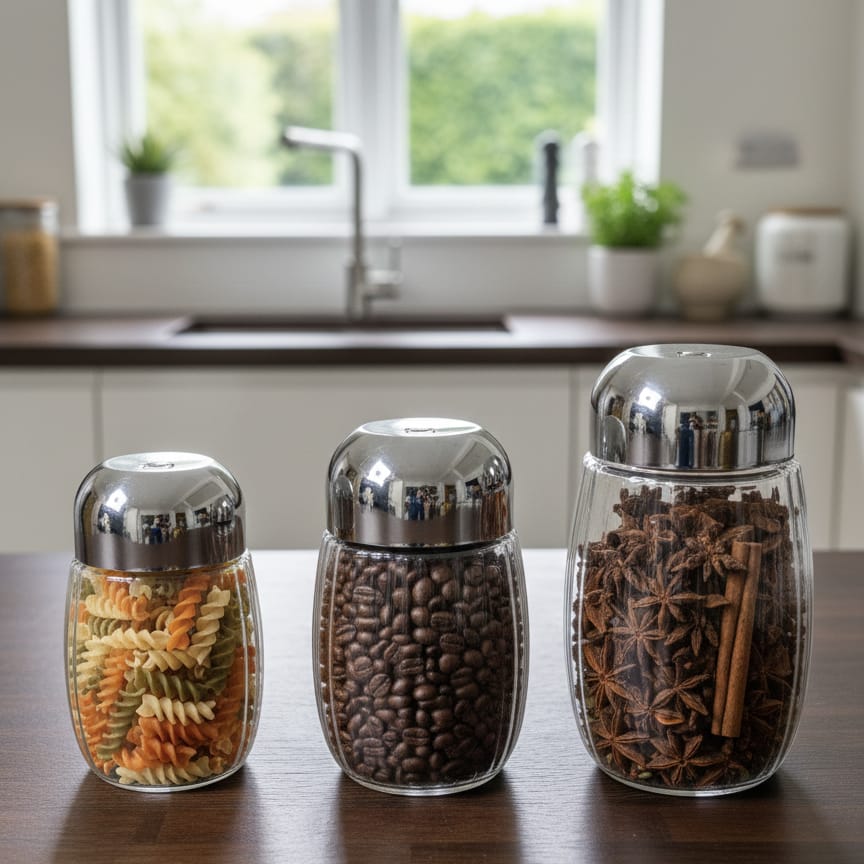 Gold Plastic Jar by Happy Crown – Multi-Purpose Storage Container