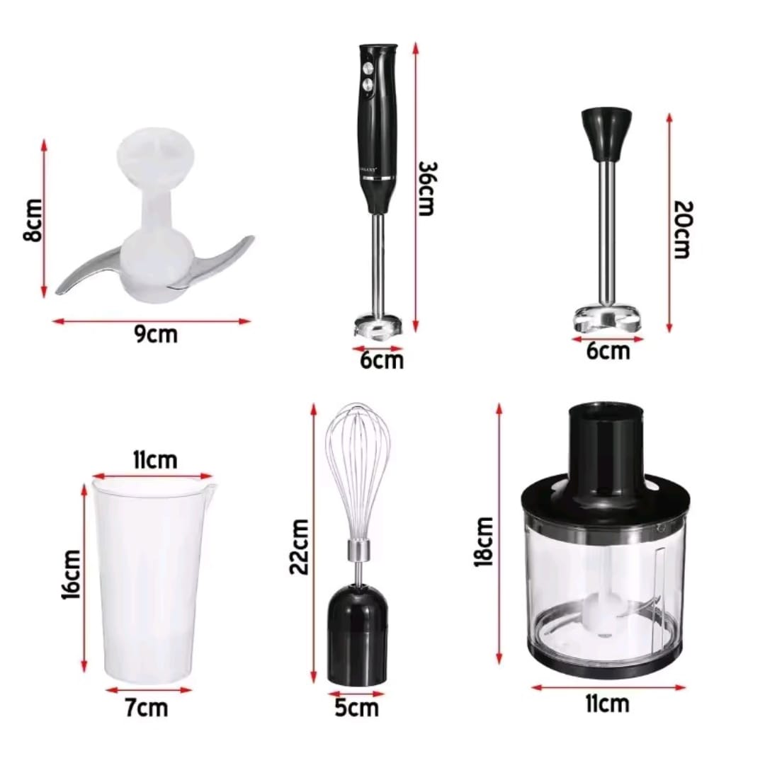 Hand Immersion Blender 500W 4-in-1 Stainless Steel Stick Food Mixer 700ml Mixing Beake 500ml Processor Whisk