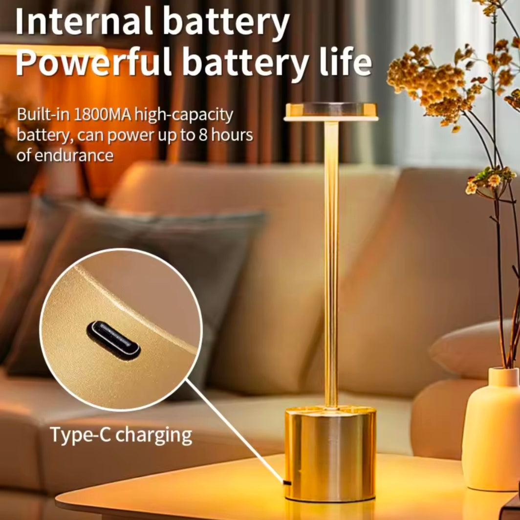 Classic Table Lamp USB Rechargeable Night Light Stepless Dimming Touch Desk Lamp 3 Colors Bedside Lamp Bar Hotel Decoration