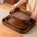Multipurpose Round Rectangular Bamboo Wooden Serving Tray Household Tea Coffee Trays Kitchen Storage Tray for Breakfast Food