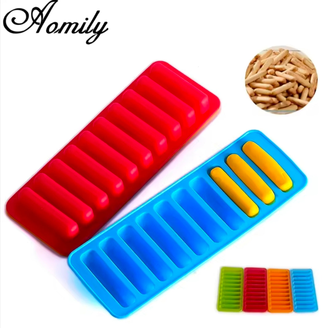 Aomily 10 Holes Finger Shaped Silicone Cookies Chocolate Jelly Candy Cake Bakeware Mold Pastry Bar Ice Block Mould Baking Tools
