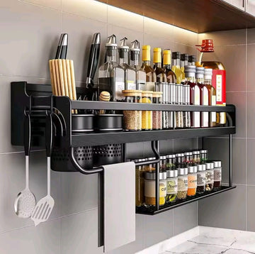 Kitchen Organizer Shelf Wall-Mounted Spice Storage Rack Kitchen Knife Holder Wall Seasoning Chopstick Spoon Shovel Storage