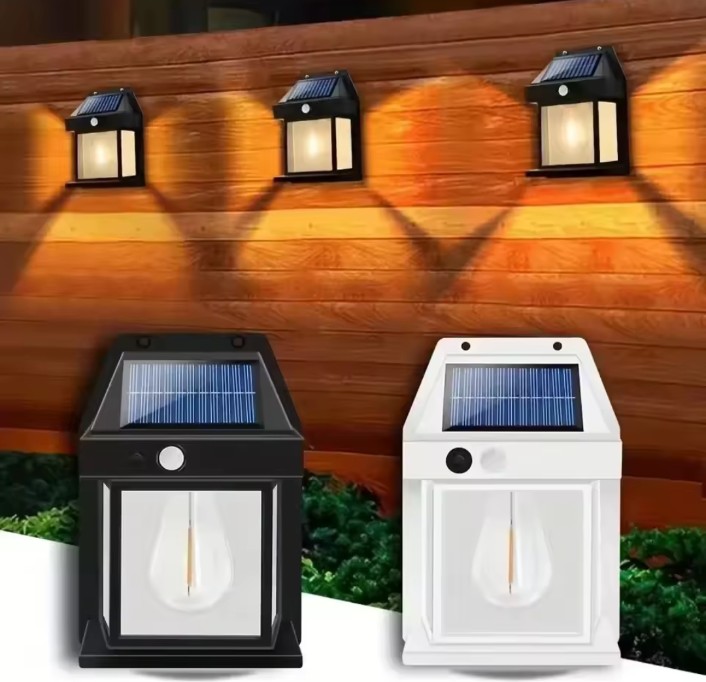 Led Solar Wall Lamp Ip65 Waterproof Intelligent Induction 3 Lighting Modes Tungsten Lamp Household Garden Light Villa Lighting