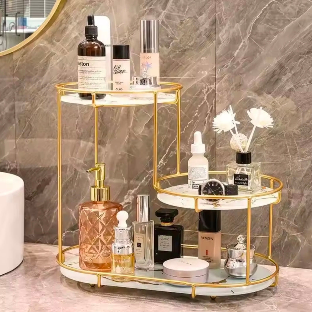 Luxury Iron Art Uv Board Cosmetics Storage Rack Makeup Organizer Dressing Table Shelf Bathroom Iron Bird Cage Hodler