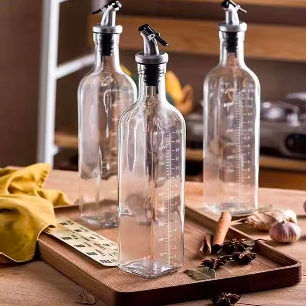 Transparent Glass Olive Oil Bottle Leakproof Kitchen Seasoning Soy Vinegar Square Glass Bottle Kitchen Supplies New Dropshipping