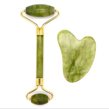 Natural Jade Stone Double-Headed Facial Massage Roller Guashe Board for Face & Body Skin Relaxation Neck Care Beauty Slimming