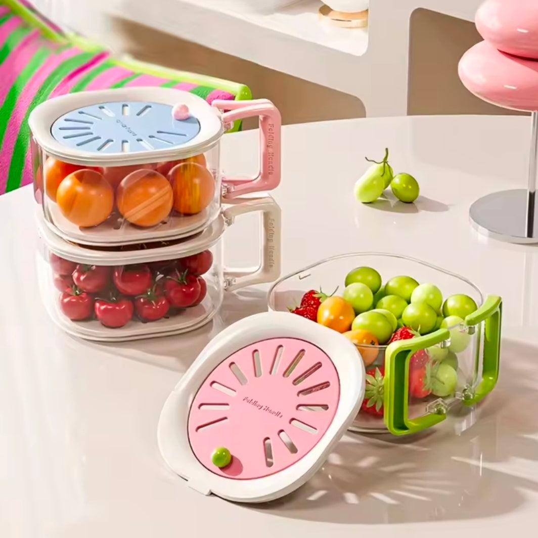 Fruit Basket Water-Draining Basket With Telescopic Water-Filtering Function-Thickened for Dehydrating and Washing Vegetables