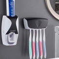 2PCS Automatic Toothpaste Dispenser Wall Mount Dust-proof Toothbrush Holder Wall Mount Bathroom Accessories Set Squeezer