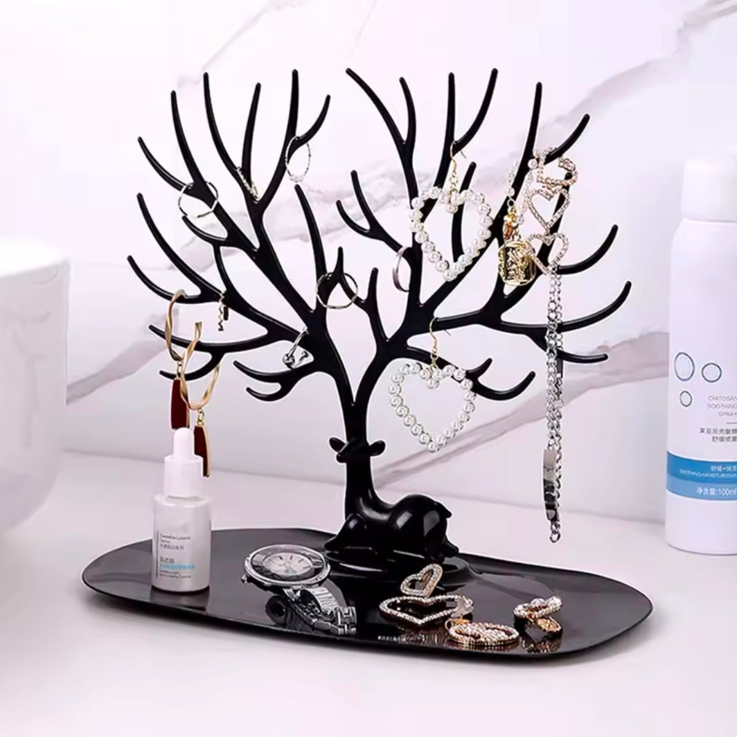 Jewelry Display Stand Tray Tree Storage Racks Earrings Necklaces Rings Jewelry Boxes Case Desktop Organizer Holder Make Up Decor