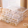 72/120 Grids Jewelry Organizer Display Acrylic Cosmetic Storage Box 3 Layers Organizer Holder Nail Ring Earring Drawer Container