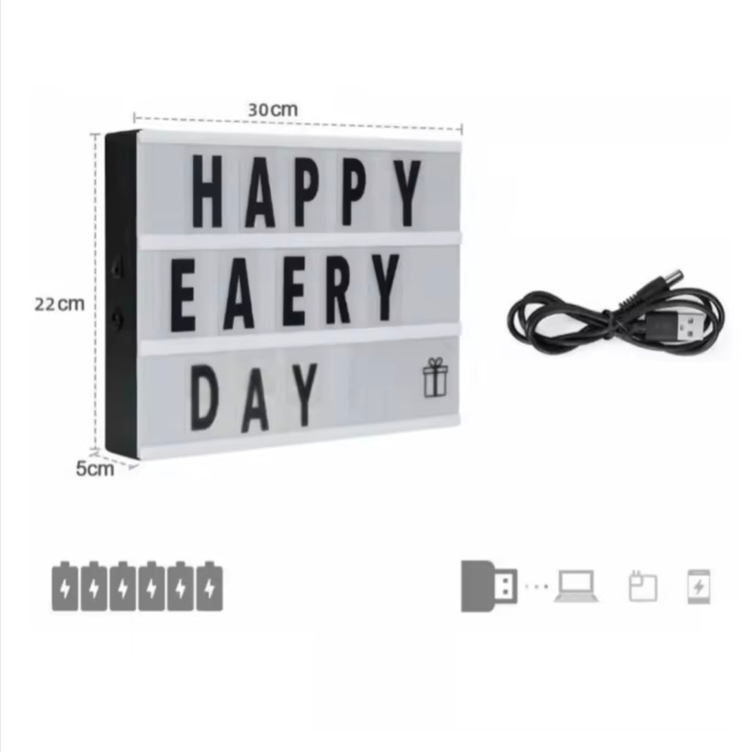 Cinema Light Box With Letters DIY Warm Light Up Letter Box With 96 Lettering Sticker For Room Decoration