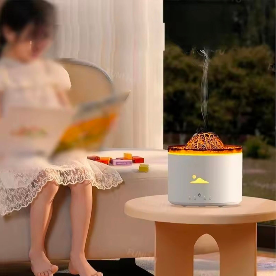 Volcano Fire Flame Air Humidifier Aroma Diffuser Essential Oil Smoke Ring Spray for Home or car Fragrance Mist Maker LED Lamp