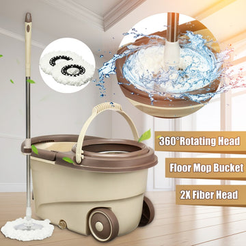 Falt Squeeze Mop 360 Degree Rotatable Stainless steel Basket Microfiber Pads Cleaning Floor Mop Bucket Extended Handle Home