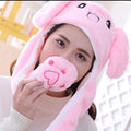 Cute Caps Plush Embroidery Women Hat Gift For Kids Children Girls Boy Wrap Warm Dancing Rabbit Ear Hat